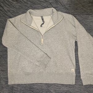 Vuori Gray Zip Up Sweater with Quarter Zip and Ribbed Cuffs